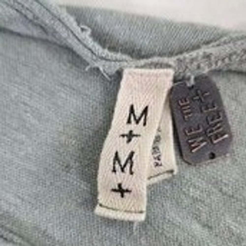 Free People We The Free Ombre Linen Cotton Slouchy Top Womens Medium Sage Cream - Picture 5 of 11
